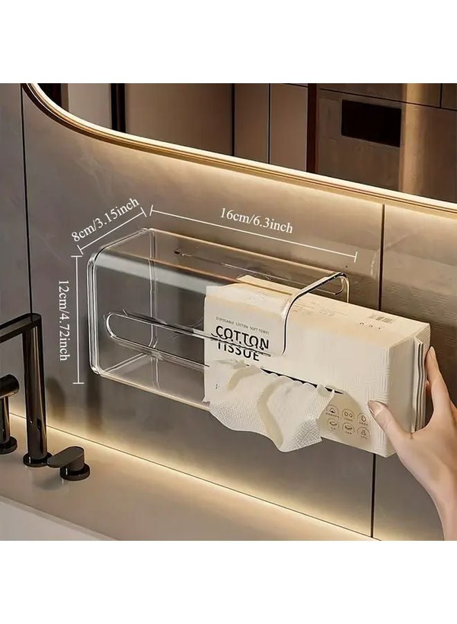 حامل علبة المناديل المثبت على الحائط شفاف بدون حفر مثبت باللاصق للحمام والمطبخ - Image 4